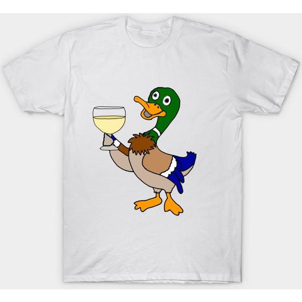 T Shirt Kobiety Zabawna Kaczka KrzyżóWka Picie Wina Harajuku Drukuj Kawaii Tshirt Letnia Koszulka Damska Z KróTkim RęKawem Top Tee L-image