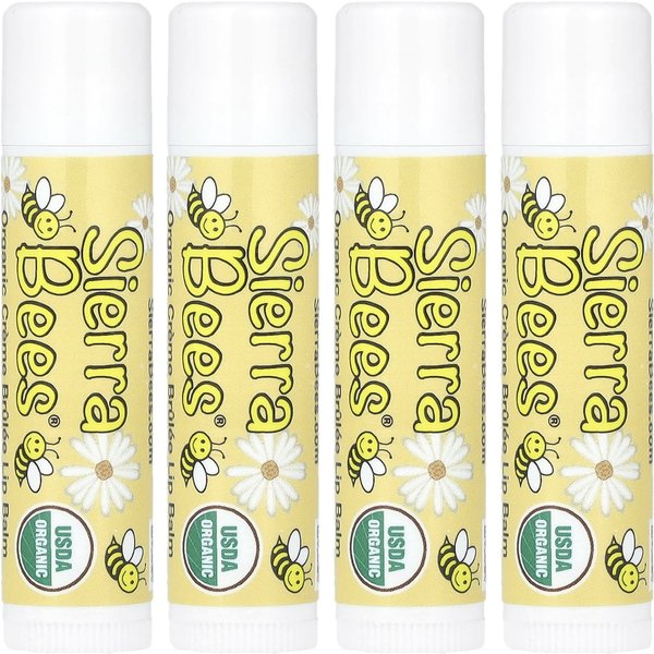 Sierra Bees, BáLsamo Labial OrgáNico, CrèMe BrûLéE (Vainilla), 4 Paquetes, 4,25 G (0,15 Onzas) Cada Beige-image