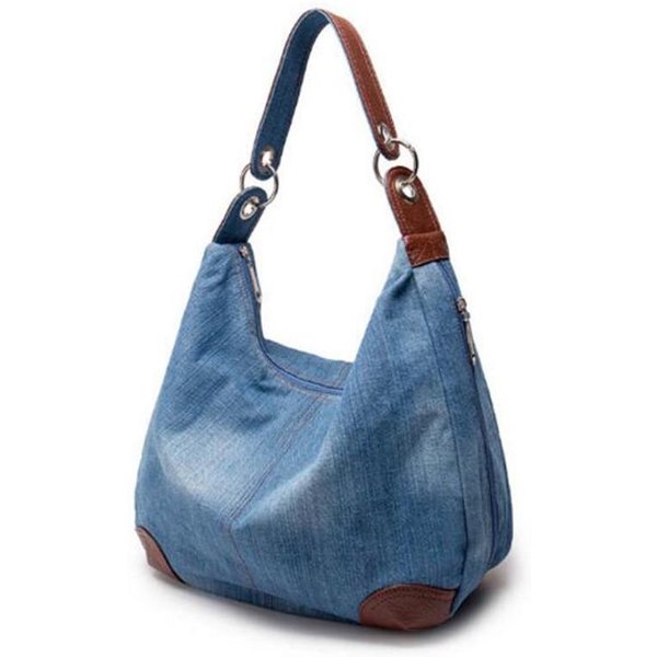 DużA Luksusowa Damska Torebka DżInsowa DużA Torba Na Ramię Niebieska Torebka DżInsowa Jean Denim Tote Crossbody Damska Torba Na Ramię Niebieski-image