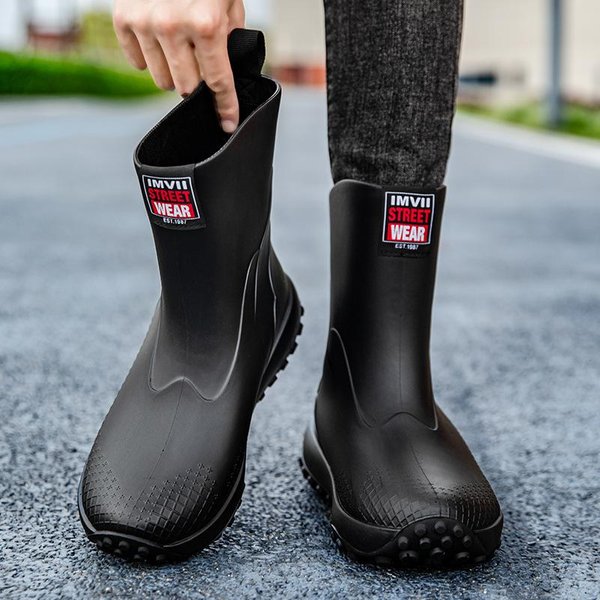MęSkie KróTkie Kalosze, Modne I Wszechstronne Wodoodporne Buty Outdoorowe AntypośLizgowe, Lekkie I Proste Gumowe Buty I Kalosze 40 Czarny-image