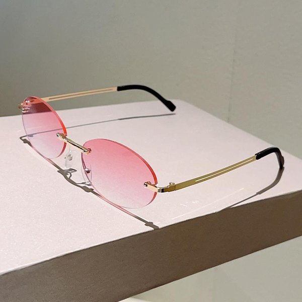 Bezramkowe Owalne Okulary PrzeciwsłOneczne Okulary MęSkie Modne Gradientowe Dekoracyjne Soczewki Okulary Damskie Najnowsza Modna Klasyczna Stylistyka Codzienne Okulary-image