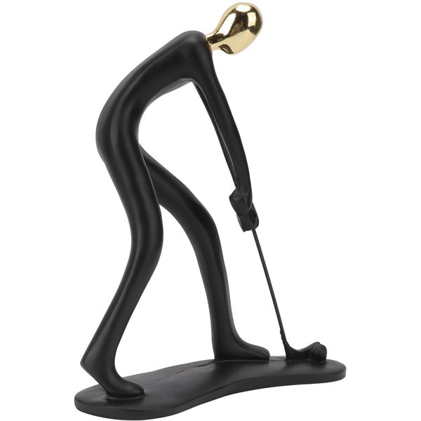 Escultura De Golfista Cabeza Dorada Hecha A Mano Abstracta Resina Adorno De Golfista Para Hogar Oficina-image