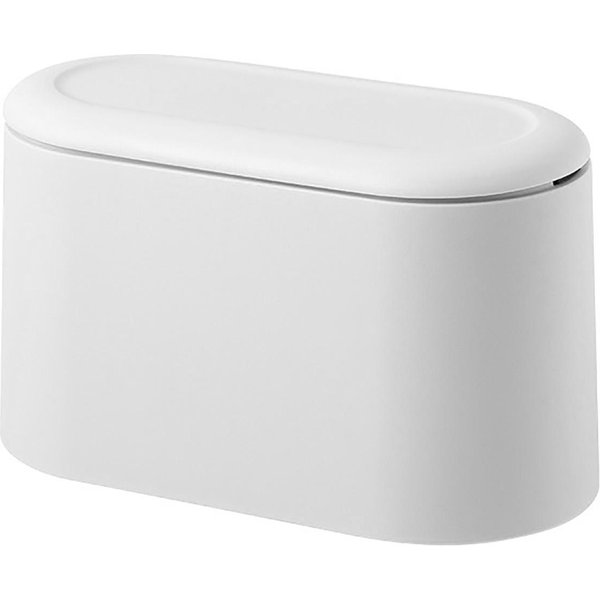 Mini Papelera Con Tapa PequeñA Cubo De Basura Para Escritorio Encimera Papelera PequeñA Emergente Para BañO Blanco-image