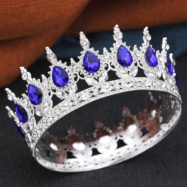 Barokowe KróLowa KróL Tiary I Korony Dla Kobiet Wesele Impreza PełNy OkrąG Diadem ŚLubna Korona Ozdoba Do WłOsóW Prezenty Urodzinowe Gray-image