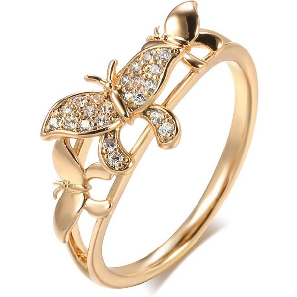 Anillos De Mariposa Color Oro Rosa Para Mujer Micro Cera Incrustada Anillo De Circonita Natural Moda Diaria JoyeríA Fina Nuevo 11-image