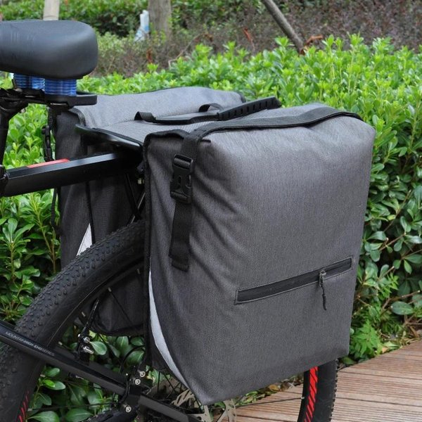 Portaequipajes Trasero Doble Lateral Para Ciclismo 2 En 1 Bolsa De Maletero Bicicleta De MontañA Carretera SillíN Trasero Alforja Paquete Portaequipajes Bolsa Para Bicicleta Gray-image