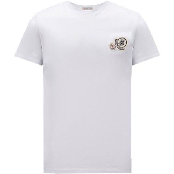 Moncler SS23 Metka Z Logo Swobodny Pulower KróTki RęKaw OkrąGłY Dekolt T-Shirt MęSkie GóRy BiałY I10918C000588390Y001 XL White-image