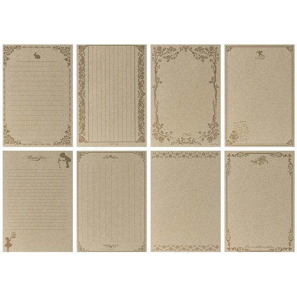 8 Arkuszy A5 Vintage Pusty Papier Listowy Kraft Retro Papier Do Pisania A5 Papier Stacjonarny W Linie Zestaw Papieru Stacjonarnego Listowego 3 Gray-image