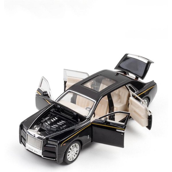 Skala 1:32 Modele SamochodóW Rolls Royce Phantom Zabawka Metal Diecast Drzwi Otwierane Pull Back DźWięK ŚWiatłO Modele PojazdóW Dla ChłOpcóW Dzieci Prezenty Gray-image