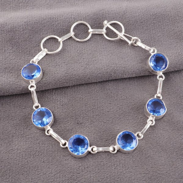 Piedra Preciosa Tanzanita JoyeríA De Plata De Ley 925 Pulsera Hecha A Mano Para Mujeres RB-14-6 Gray-image