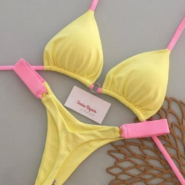 2026 Nowy Seksowny Zestaw Mikro Bikini Kostium KąPielowy Stringi Kobieta KąPielowy Brazylijskie Kobiety Kostiumy KąPielowe Biquini Kostium Seksowne GóRy Bikini Mujer S Beige-image