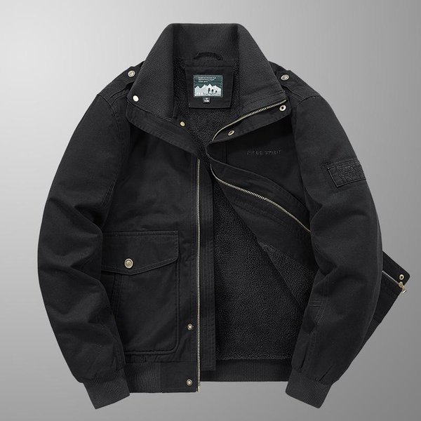 Chaqueta De OtoñO E Invierno Para Hombre, Nueva Chaqueta De Terciopelo Para Hombre, De AlgodóN, Holgada, De Talla Grande, Para Trabajo Y Exterior 4XL Black-image