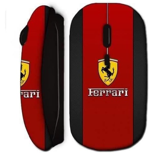 Mysz Bezprzewodowa - Ferrari - Czerwono-Czarna - Klucz Usb Wifi - Kompatybilna Z Mac I Pc - Ergonomiczna-image