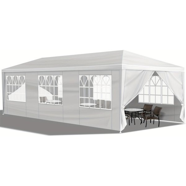 Carpa Espaciosa Para Fiestas Al Aire Libre De 10'X30' - Lona Impermeable, 8 Paredes Laterales Desmontables, Perfecta Para Patio, Boda, Cenador, Eventos Y Reuniones En El Patio Trasero Blanco-image