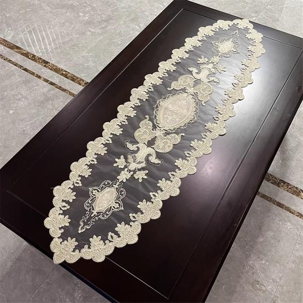 Europa Koronka Kwiat Haftowany Flaga StołU BieżNik Obrus Obrus PrzyjęCie BożE Narodzenie Wesele Dekoracja StołU I Akcesoria 40X130CM-image