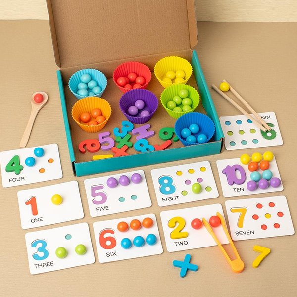 Juguete De Cuentas Con Pinzas De Madera Montessori Entrenamiento De Motricidad Fina ClasificacióN Por Color Emparejamiento Aprendizaje Temprano Juguetes Educativos Para NiñOs NiñOs Blue-image