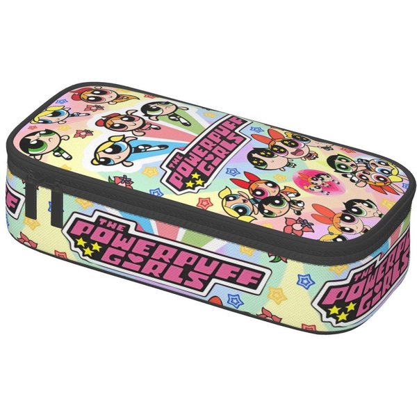 KreskóWka Trzy Dziewczynki Powerpuff Girls PióRnik Klasyczny Etui Na DłUgopisy Dziewczynka ChłOpiec DużA Pojemność ArtykułY Szkolne Prezent PióRniki (Black,M) Beige-image