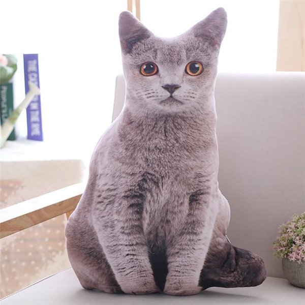 Almohada De Peluche De Gato Suave Rellena Animal Realista CojíN DecoracióN De Sofá Juguete De Peluche Dibujos Animados NiñOs NiñA Kawaii Regalo-image