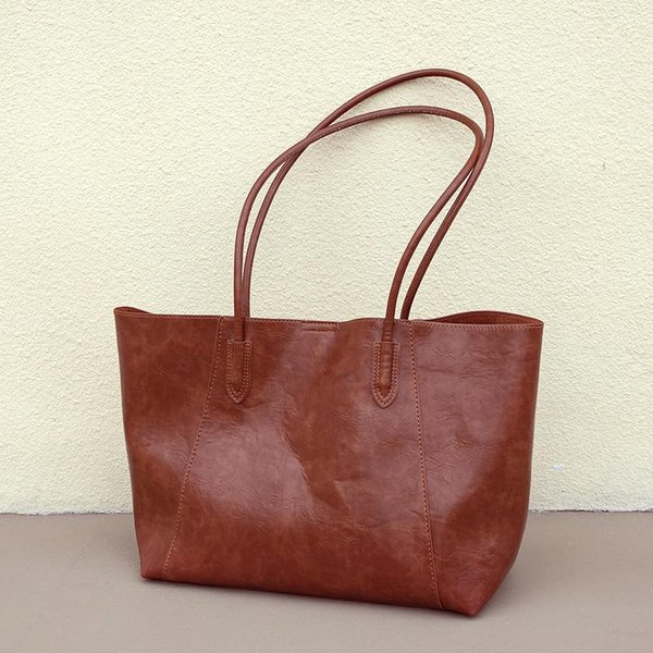 Bolso De Mano VersáTil Y Sencillo, Bolso Grande De Un Solo Hombro De Moda Para Mujer, Bolso De Mujer De Gran Capacidad Para Desplazamientos Diarios, Bolso De Mano. Brown-image