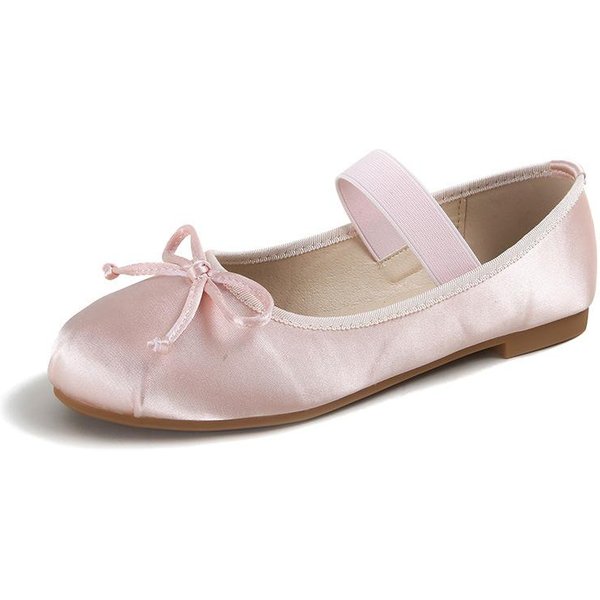 Bowknot Satyna Jedwabna Mary Jane Baletki Damskie Pojedyncze Buty 39 White-image