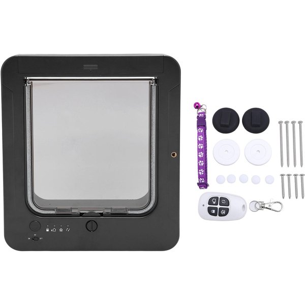 Puerta Para Gatos Con Microchip, Desbloqueo AutomáTico, Resistente A La Intemperie, BateríA De 210 Mah, Entrada Y Salida Controlables. Negro-image