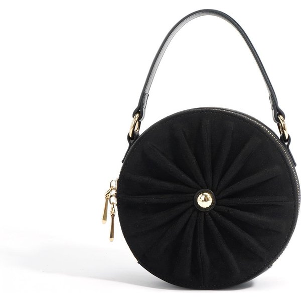 Bolso Redondo PequeñO De DiseñO Nicho, Plisado, Bolso De Cadena VersáTil, Bolso De Moda Y Tendencia Para Mujer De Hombro ÚNico Cruzado Black-image