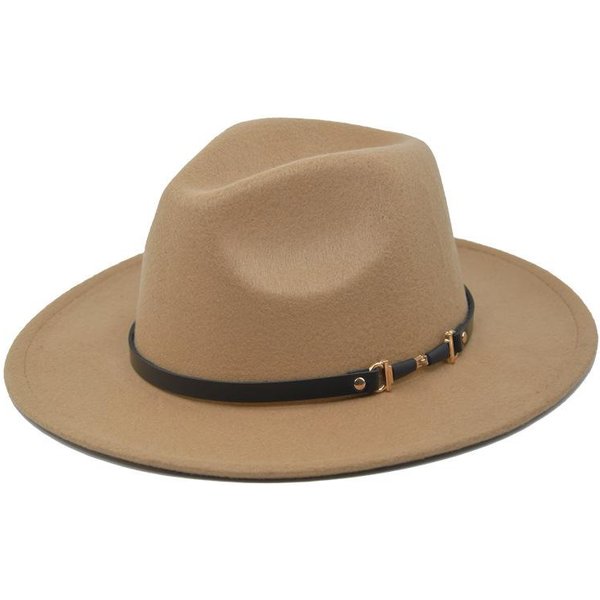 1 Szt. Modny WełNiany Kapelusz Fedora MęSki Jesień Zima Szerokie Rondo Kapelusz Jazzowy Imitacja WełNy Damski Kapelusz KośCielny Filcowy Kapelusz Brytyjski One Size Beige-image