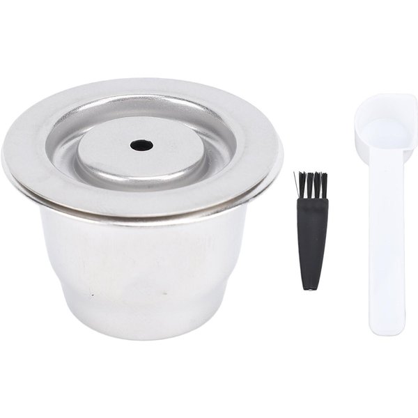 CáPsulas De Café Reutilizables Vaina Acero Inoxidable Reutilizable Rellenable Filtro De Café Con Cepillo Cuchara L(For 6.5-9Kg) White-image