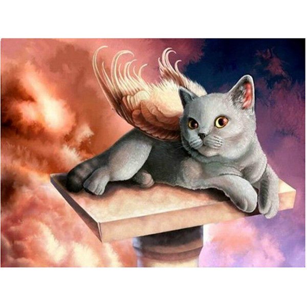 Gato Bordado Mosaico Diamante 5D DIY Pintura Diamante Mosaico DecoracióN PedreríA Hogar 20X30CM-image