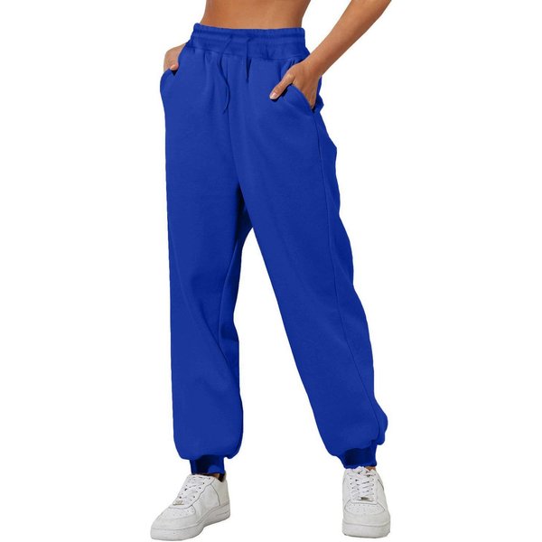 Damskie Spodnie Dresowe Jednolity Kolor Elastyczny Pas Spodnie Typu Jogger Wiosna Jesień Casual Sportowa Odzież Treningowa Spodnie Jogger M Blue-image