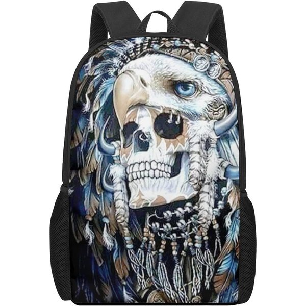 Gothic Skull Drukowany Plecak Dla NastolatkóW Kreatywny Casualowy Plecak Na Laptop Dla MężCzyzn I Kobiet Torba PodróżNa Gray-image