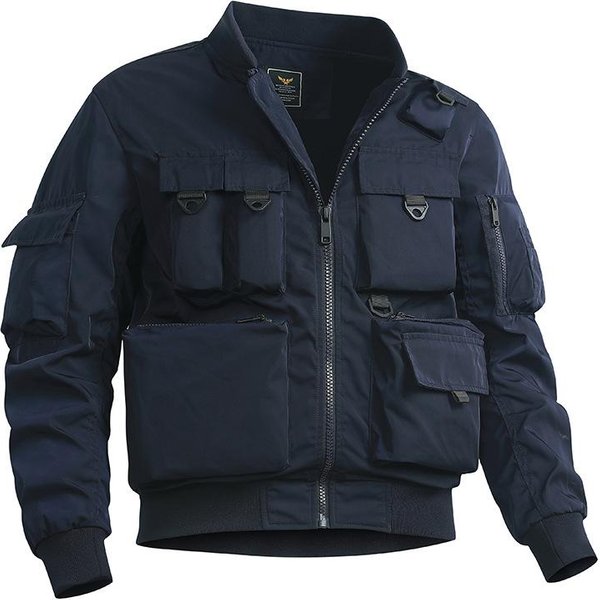 Chaqueta Bomber Para Hombre Uniforme De BéIsbol Retro Chaqueta De Trabajo Multibolsillos Chaqueta Funcional Top De Asalto A Prueba De Tres 4XL Black-image