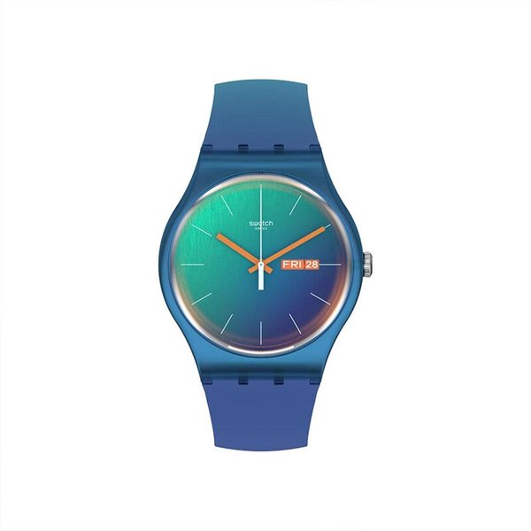 Swatch Seria New Gent Mechanizm Kwarcowy Niebieska Tarcza Obudowa Z MateriałU Pochodzenia Biologicznego Silikonowy Pasek Zegarki Unisex SO29N708 SO29N708 Blue-image