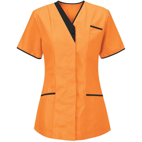 Damski Top Medyczny Z Dekoltem W Serek, KróTkim RęKawem I Kontrastowym WykońCzeniem, Uniform Dla PielęGniarek XL-image