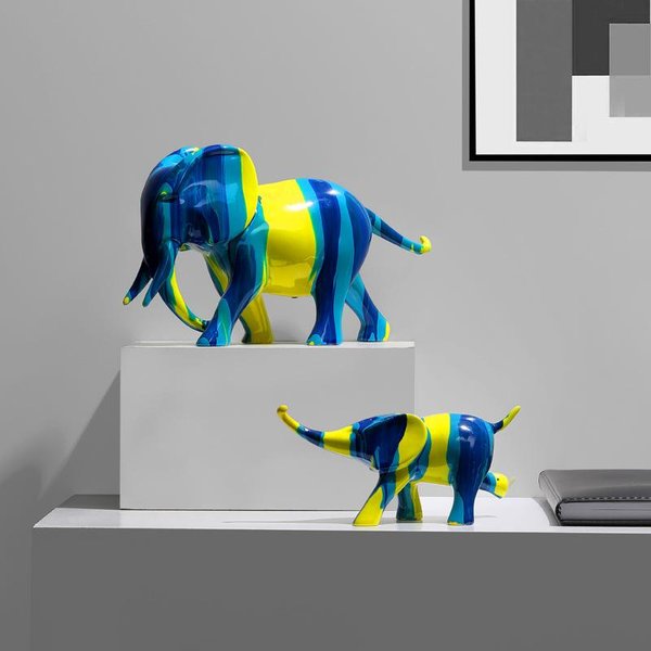 Adornos De Elefante De Arte NóRdico Resina Lujo Ligero Creativo Sala De Estar Gabinete De Vino Gabinete De TV Entrada Escritorio DecoracióN Del Hogar Blue-image
