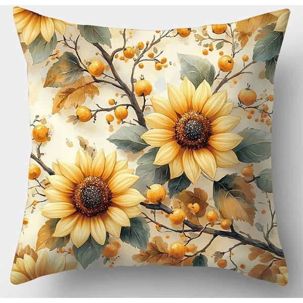Funda De Almohada TemáTica Girasol OtoñO Funda De Almohada Dormitorio Sala De Estar Sofá DecoracióN Del Hogar Funda De CojíN De PoliéSter Con Cremallera 50X50Cm-image