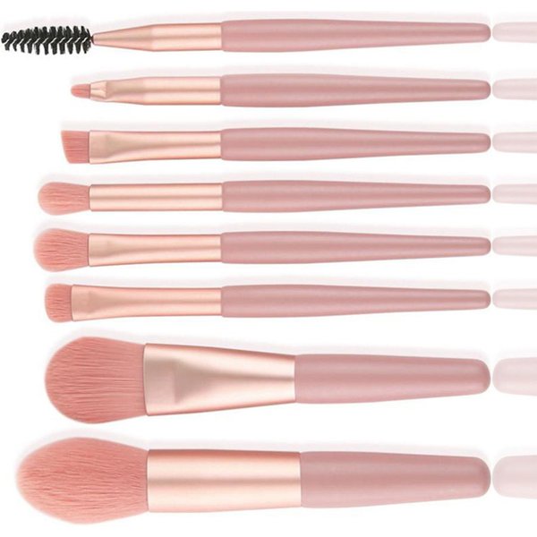 Juego De 8 Mini Brochas De Maquillaje, Brochas Para Sombras De Ojos, PortáTiles, Suaves Y Ligeras, Para CosméTicos.-image