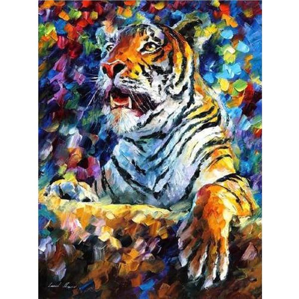 Bordado De Diamantes DIY 5D Bordado De PedreríA ArtesaníAs Pintura Tigre Enojado Artes De Pared De Diamantes 20X30CM-image