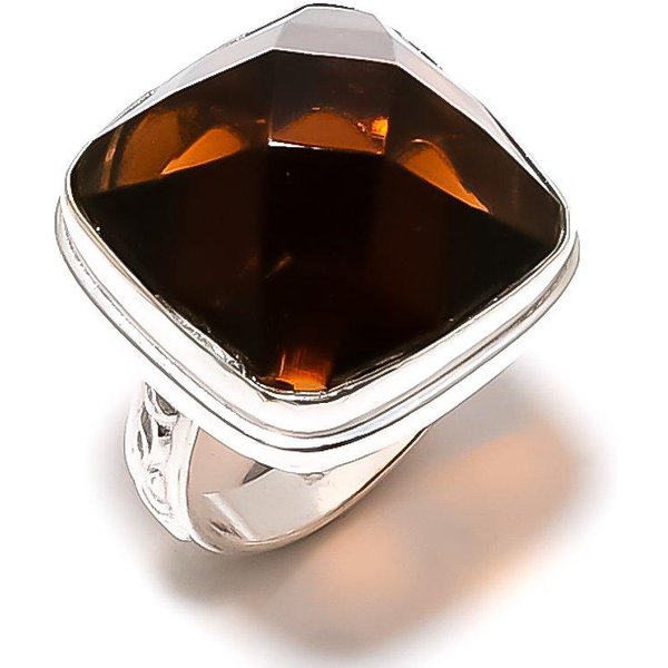 Topacio Miel Hecho A Mano Plata De Ley 925 JoyeríA De Regalo Anillo Talla 9 O0Z73-image