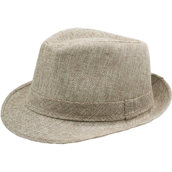Sombrero De Jazz Rizado De Lino Para Mediana Edad Verano BritáNico Retro Sombrero De Copa Exterior Liso SóLido Sombrero Visera Para El Sol De Lino Fiesta Fedora Gorra Luz De Caqui-image