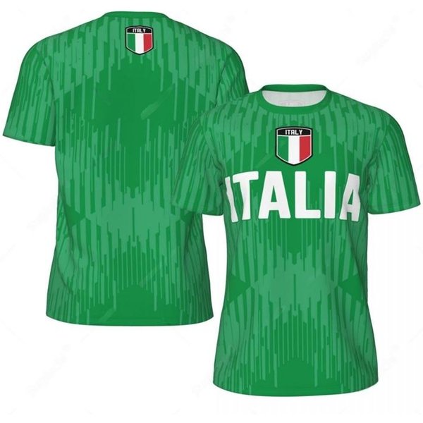 Koszulka Z Nadrukiem 3D Z Flagą WłOch, Modna Na Lato, Z KróTkim RęKawem, MęSka, Sportowa, SzybkoschnąCa, OddychająCa, PiłKarska 4XL Green-image