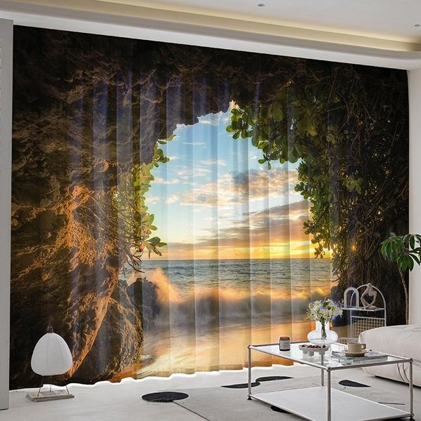Krajobraz Wodospad Las Natura Sceneria ZasłOny Okienne Rolety Do Pokoju DziecięCego Salonu ŁAzienki Kuchni Drzwi Dekoracja Domu W50 X H130(Cm)X2&Hook-image