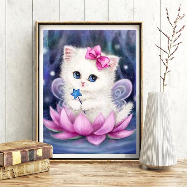 Pintura De Diamante Gato 5D Venta Bordado De Diamante Animal DecoracióN Del Hogar Imagen 20X30CM-image