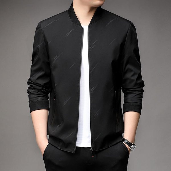 Chaqueta De Hombre, Imprescindible Para Primavera Y OtoñO, Con Cuello De BéIsbol Ajustado Para JóVenes Y Mediana Edad, Chaquetas Informales. 4XL Black-image