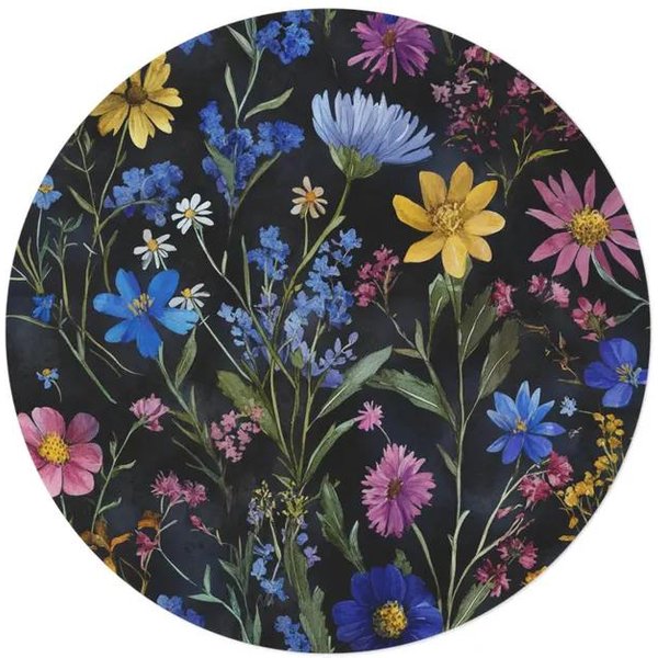 OkrąGłY Dywan Boho Z Kwiatowym Wzorem – Nowoczesny WzóR Ogrodowy Mata AntypośLizgowa Do Salonu, Przy ŁóżKu Lub Przedpokoju Diameter 90Cm(35In)-image