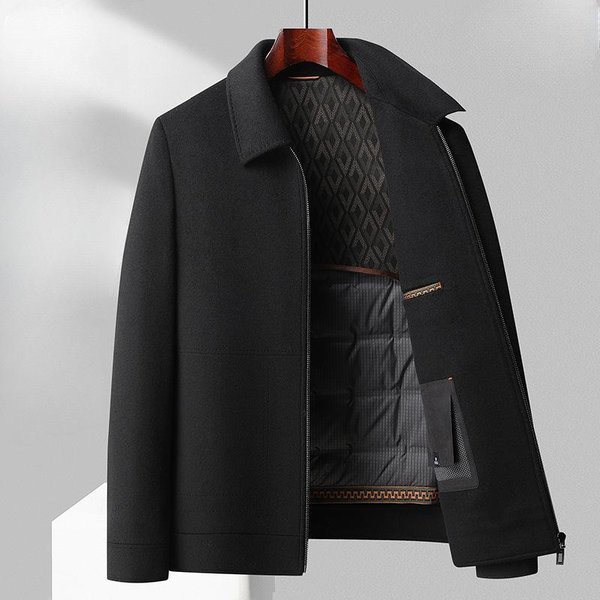 Forro Desmontable De PlumóN De Ganso Chaqueta De Lana De Doble Cara Para Hombre OtoñO E Invierno Nueva Chaqueta De Lana De Doble Cara 4XL-image