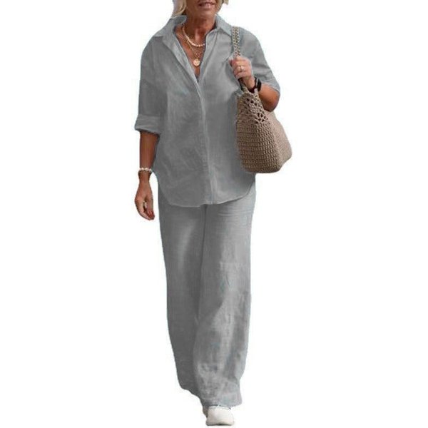 Wiosenny Garnitur Dla Kobiet Dres Z DłUgim RęKawem, LuźNymi Spodniami, Zestaw Damski, Elegancki, Swobodny, Damski, 2-CzęśCiowy 5XL-image