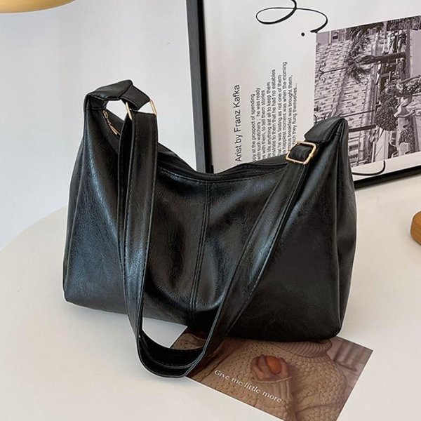 SkóRzana Torba Dojazdowa Ze SkóRy Pu, Modna, Vintage, Swobodna, Stylowa Torba Typu Crossbody Dla Kobiet, Faktura, DużA Pojemność, Temperament Black-image