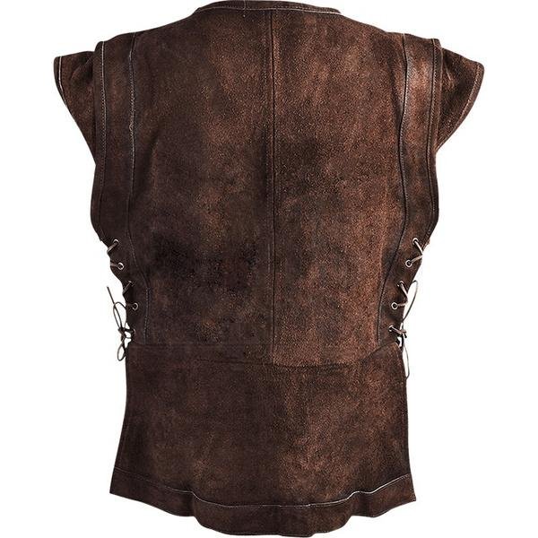 Chaleco De Gamuza Samurai Medieval Vintage Para Hombre Sin Mangas Con Cordones Chaleco Caballero Cosplay Cuero Gamuza Chaqueta Pirata Blindada XXL-image