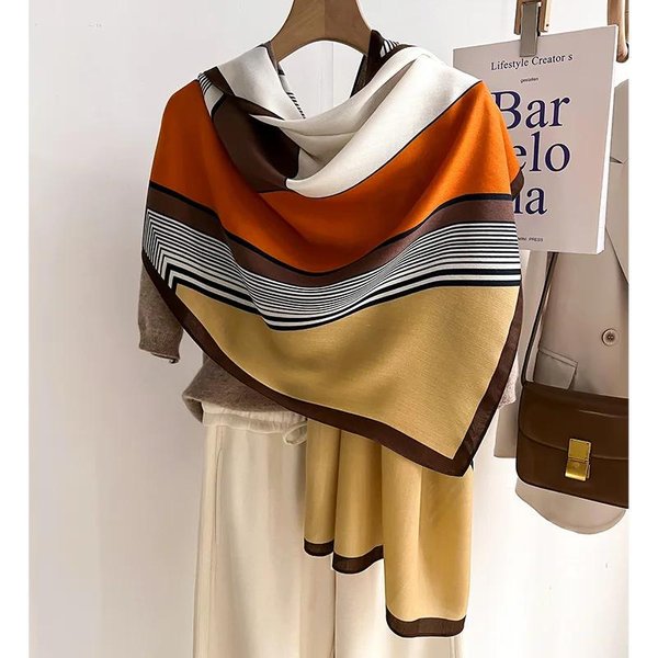 Luksusowa Marka Szalik WełNiany BawełNiany Szal Damski DużY Szal Pashmina HidżAb Opaska Na GłOwę Jesień Zima Bufanda Foulard PlażOwe Szale Brown-image